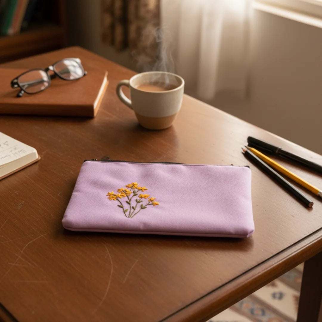 Lavender Embroidered Whisper Pouch
