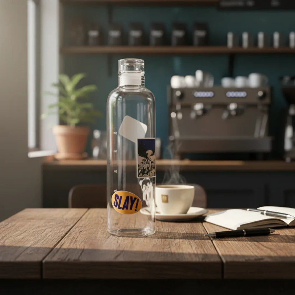 Be Positive Glass Water Bottle - BREACHIT