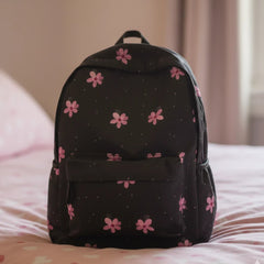 DB082 Pink Floral Art Allover Printed Backpack - BREACHIT