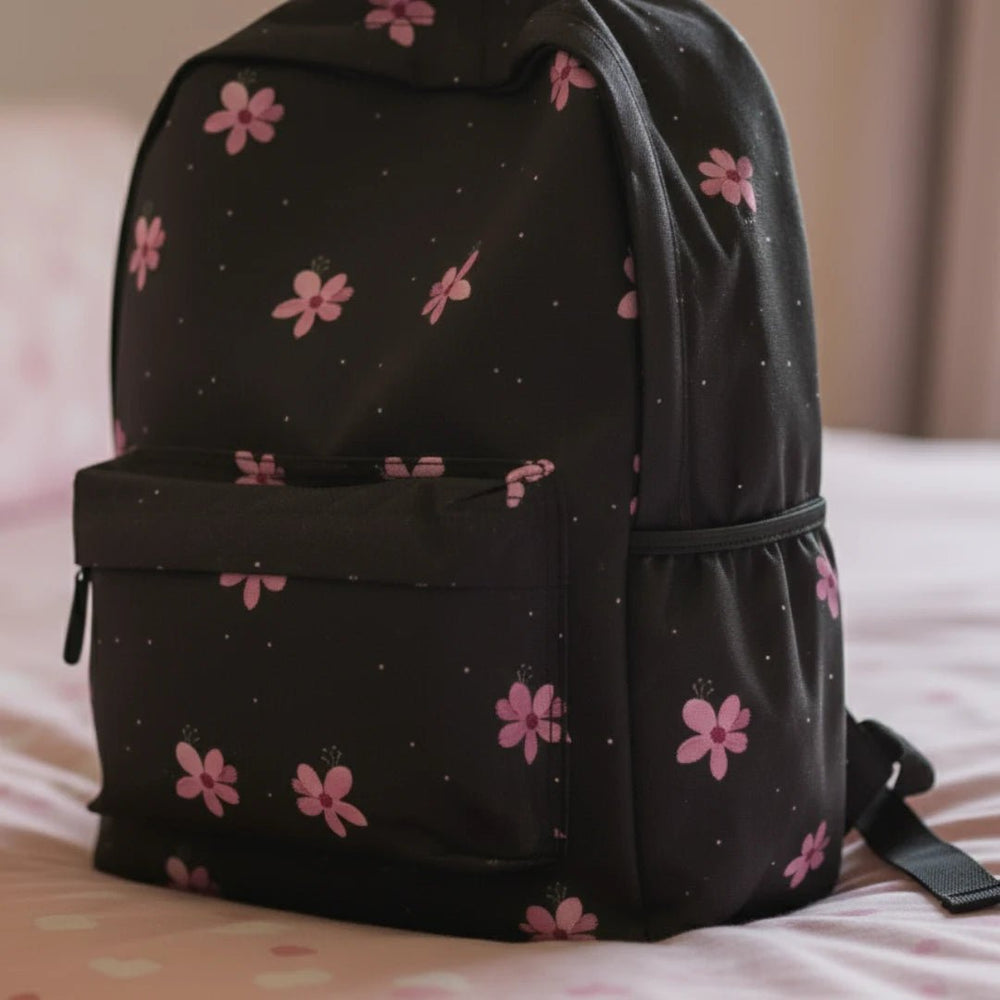 DB082 Pink Floral Art Allover Printed Backpack - BREACHIT