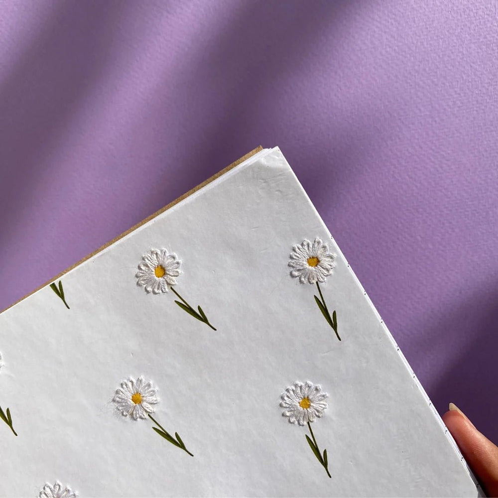 Golden Daisies Embroidered Notebook - BREACHIT