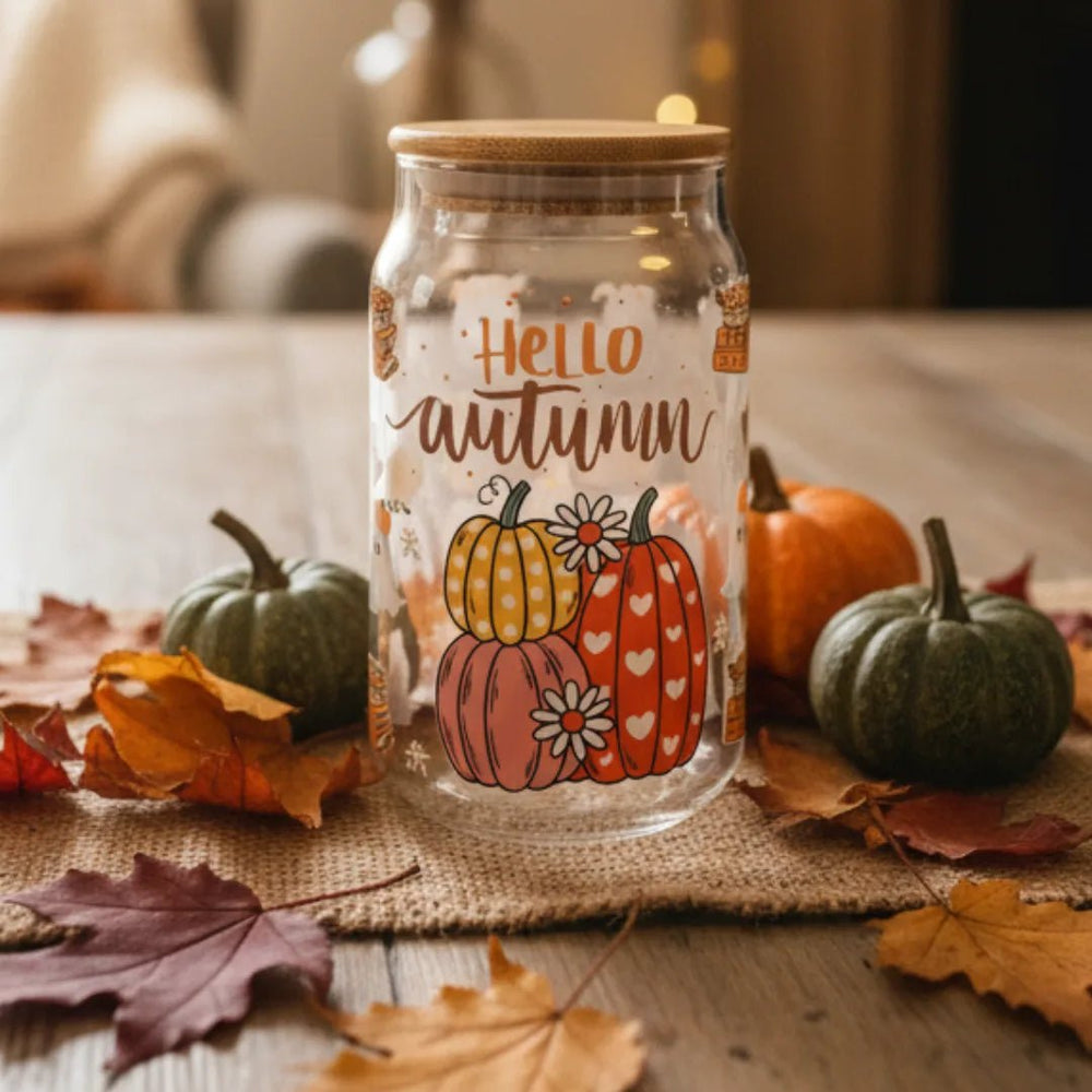 Hello Autumn Coffee Glass Jar - BREACHIT