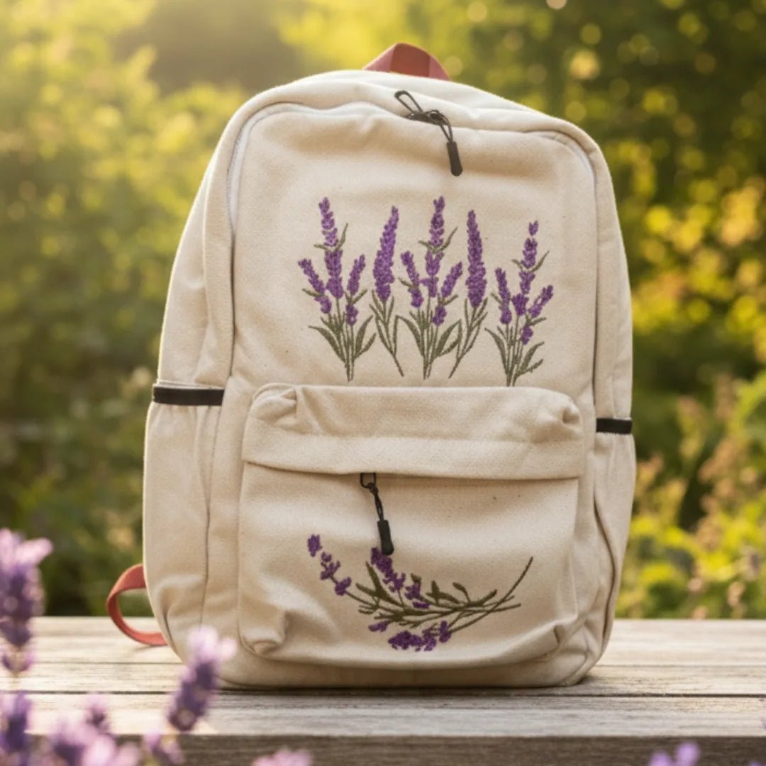Lavender Bloom Embroidered Backpack - BREACHIT