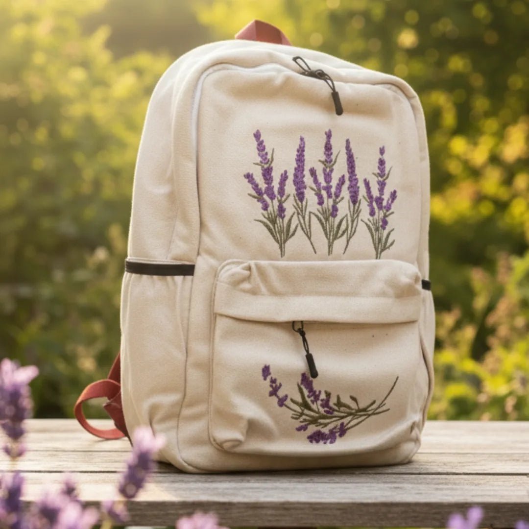 Lavender Bloom Embroidered Backpack - BREACHIT
