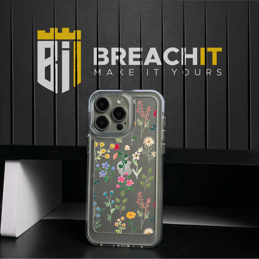 PC002 Colorful Flowers Acrylic Black Border Mobile Case - BREACHIT