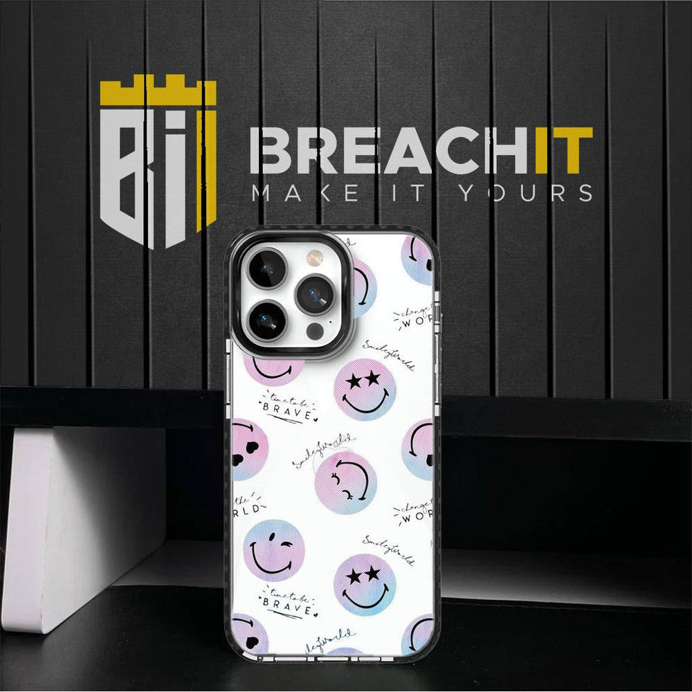PC021 Happy Face Acrylic Black Border Mobile Case - BREACHIT