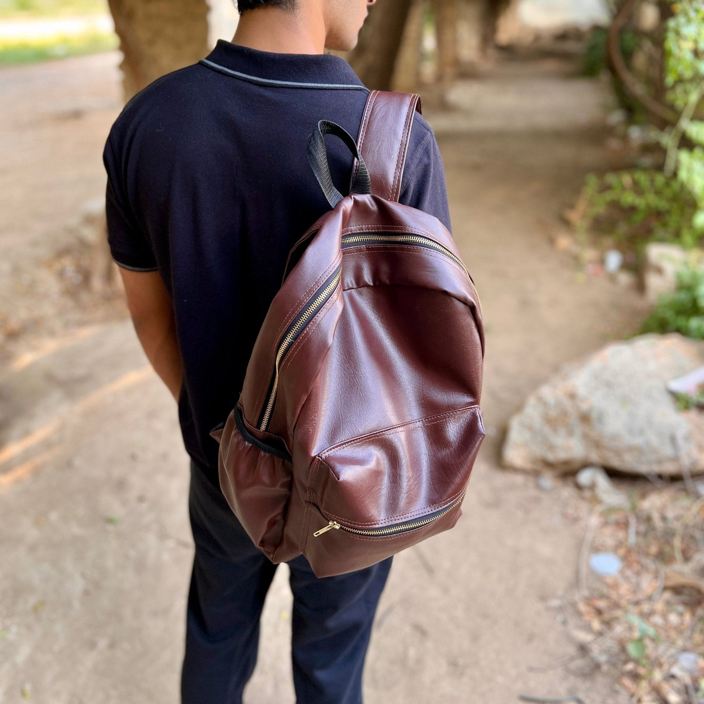 The Brown Voyager Leatherite Backpack - BREACHIT