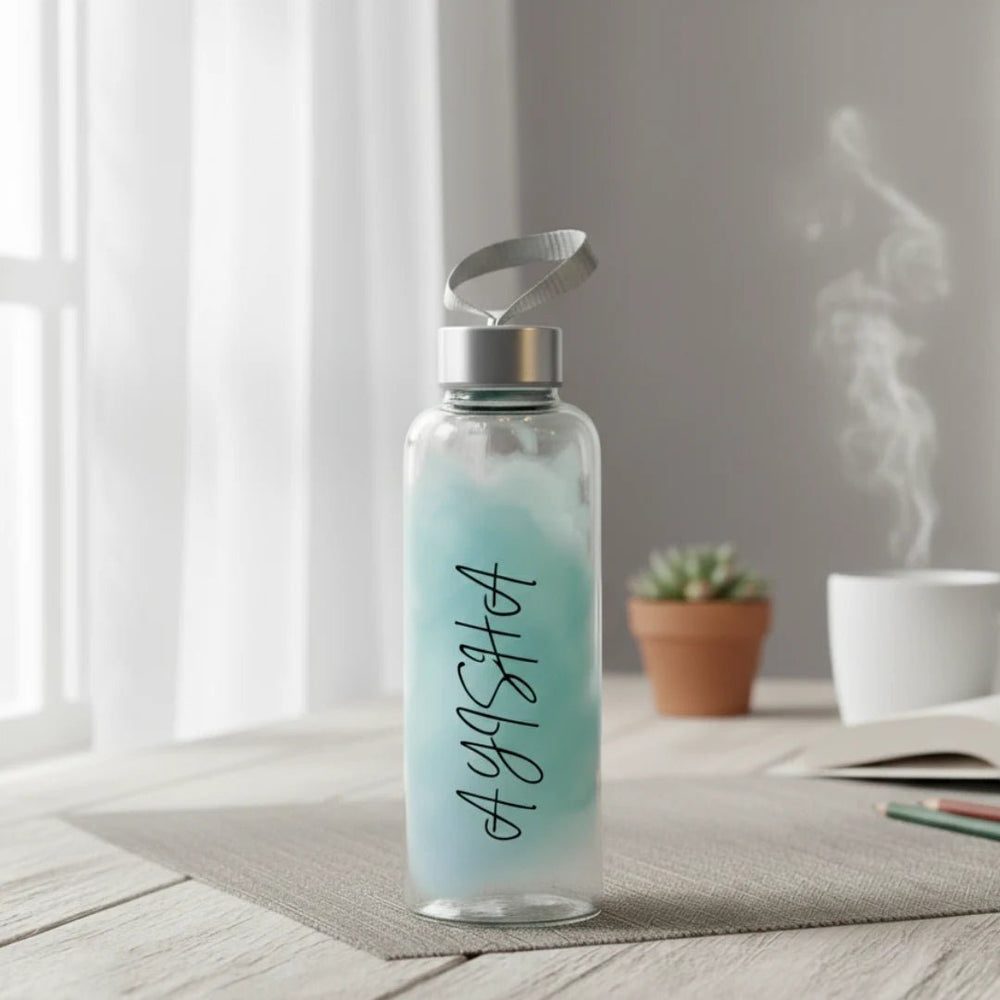 WB025 - Black Name Printed Glass Water Bottle - BREACHIT