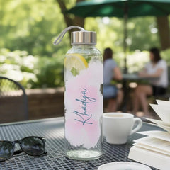 WB026 - Sea Green Printed Glass Water Bottle - BREACHIT