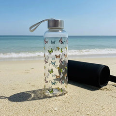 WB028 - Butterfly Printed Glass Water Bottle - BREACHIT