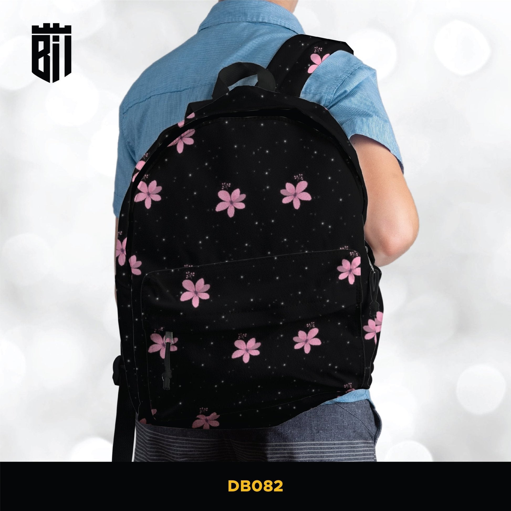 DB082 Pink Floral Art Allover Printed Backpack - BREACHIT