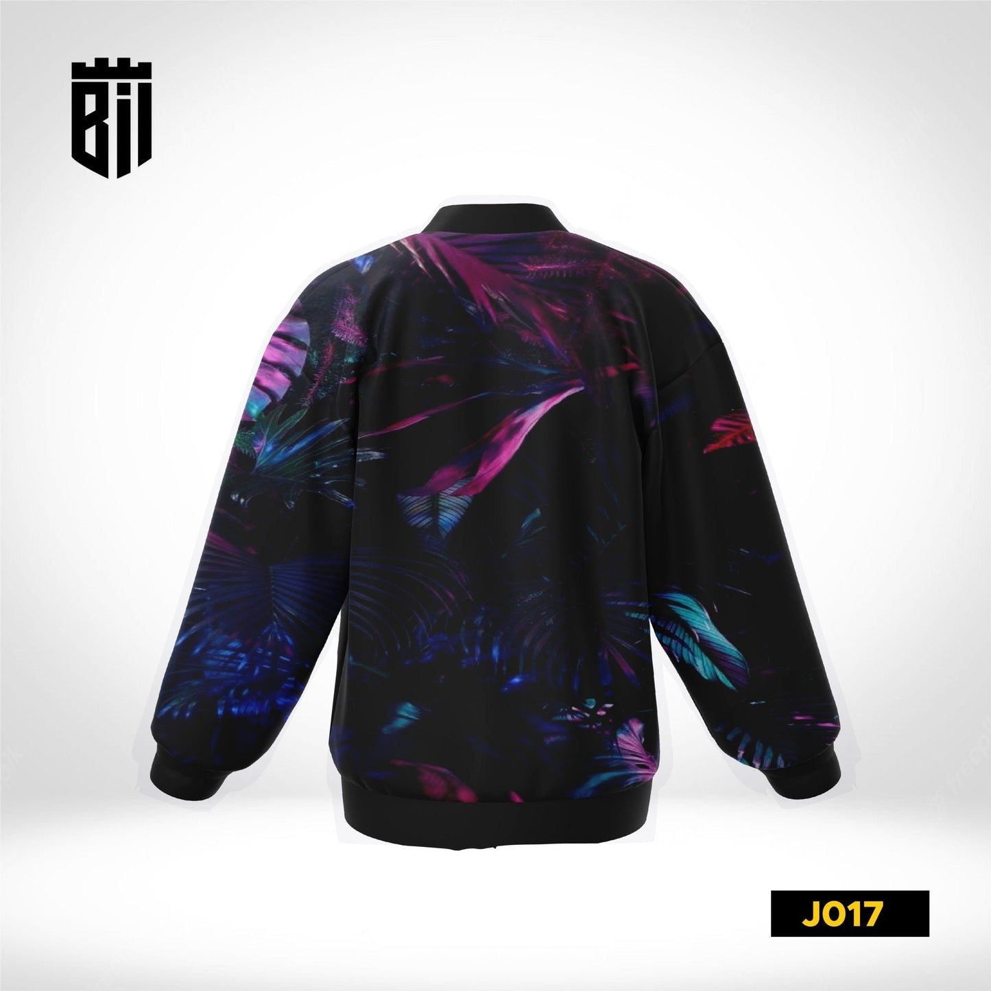 J017 Purple Black All Over Printed Bomber Jacket - BREACHIT