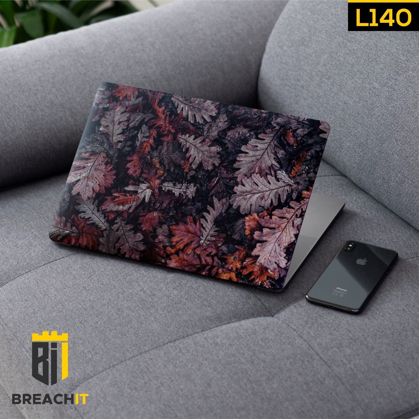 L140 Leaves Aesthetic Laptop Skin - BREACHIT