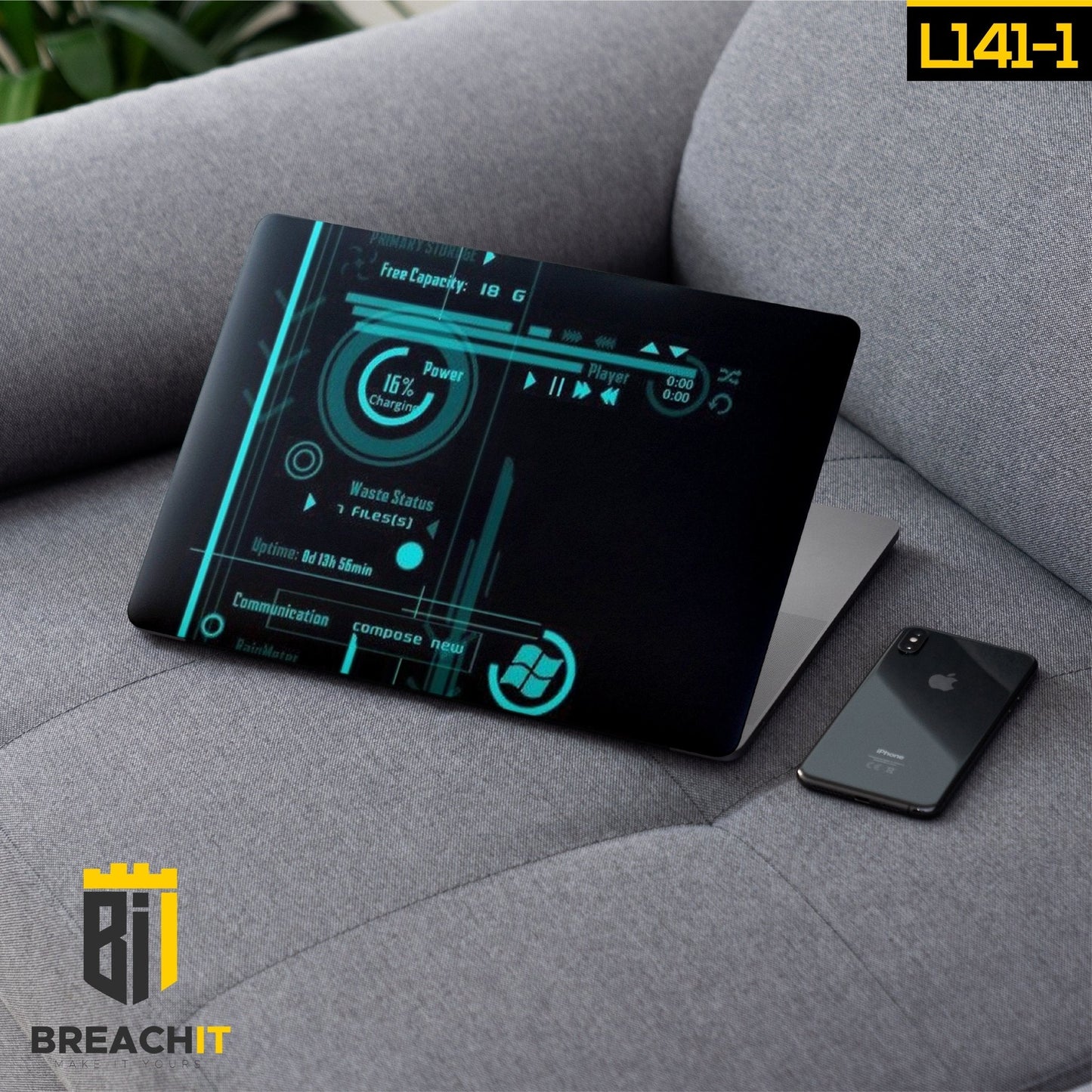 L141-1 Black Aesthetic Laptop Skin - BREACHIT