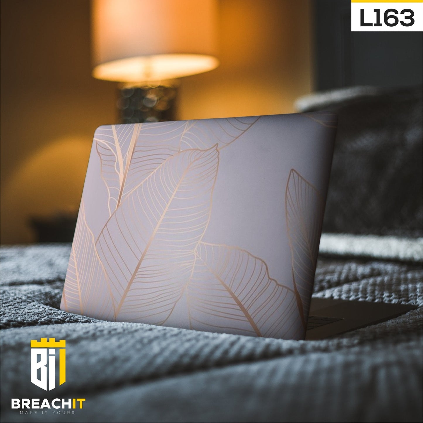 L163 Gold Leaves Laptop Skin - BREACHIT