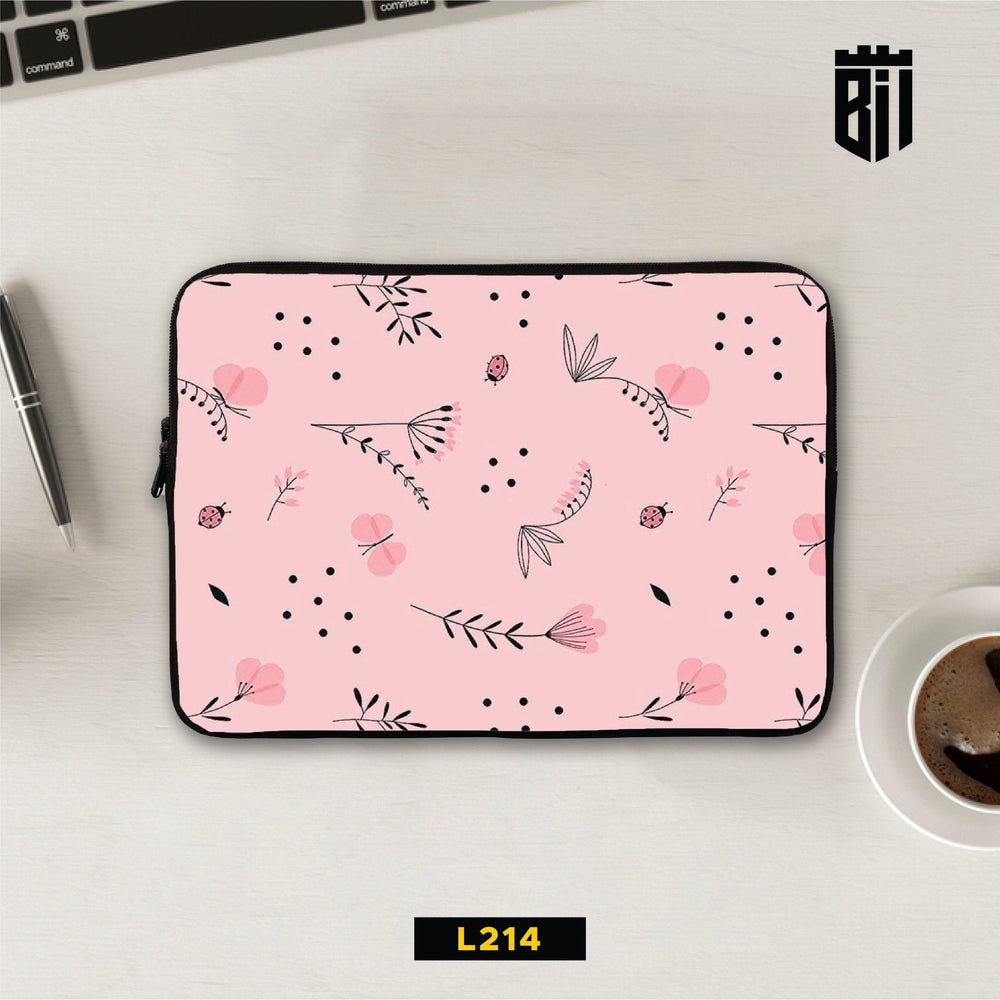 L214 Pink Floral Art Laptop Sleeve - BREACHIT