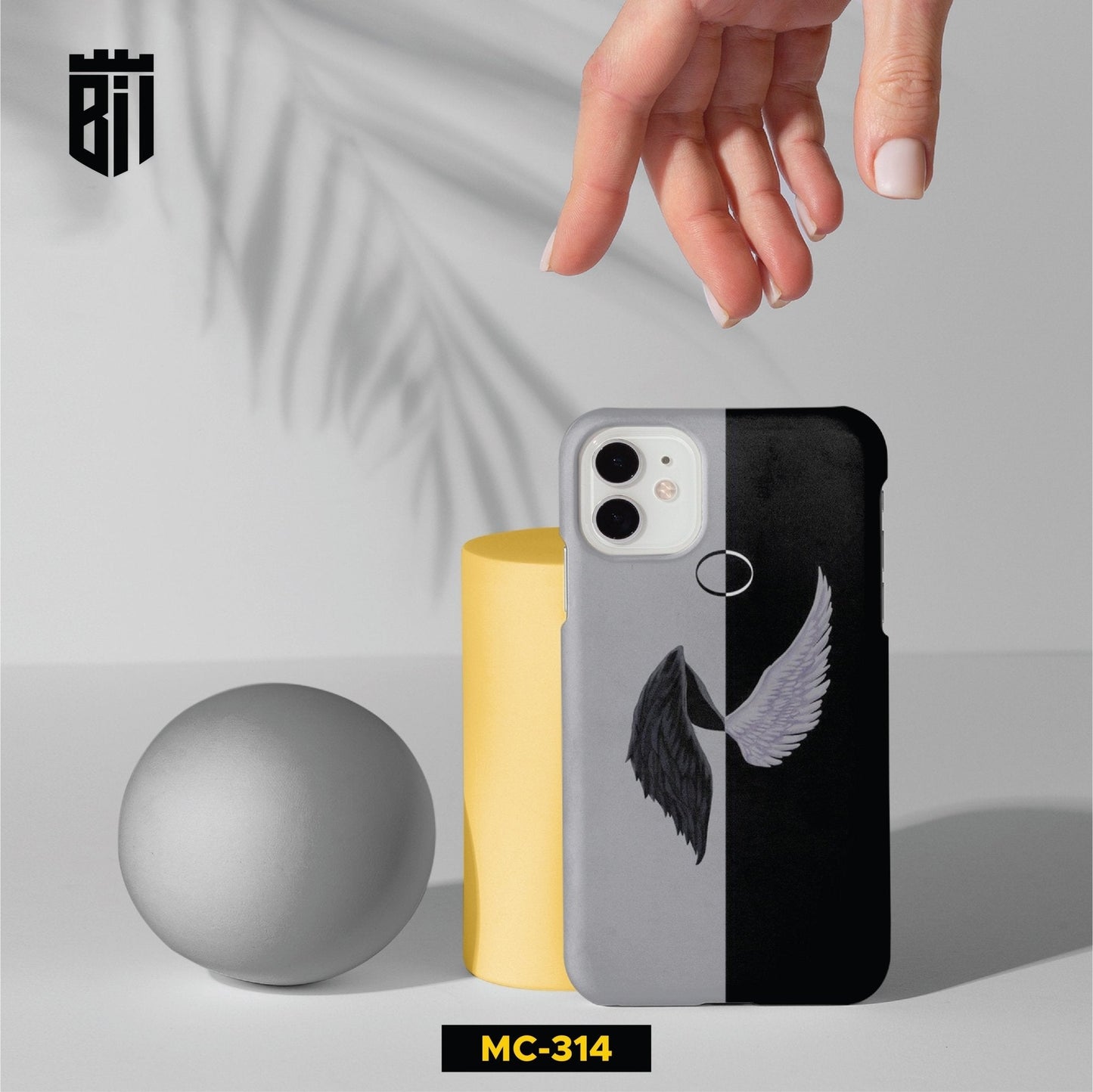 MC314 Black Grey Wings Mobile Case - BREACHIT