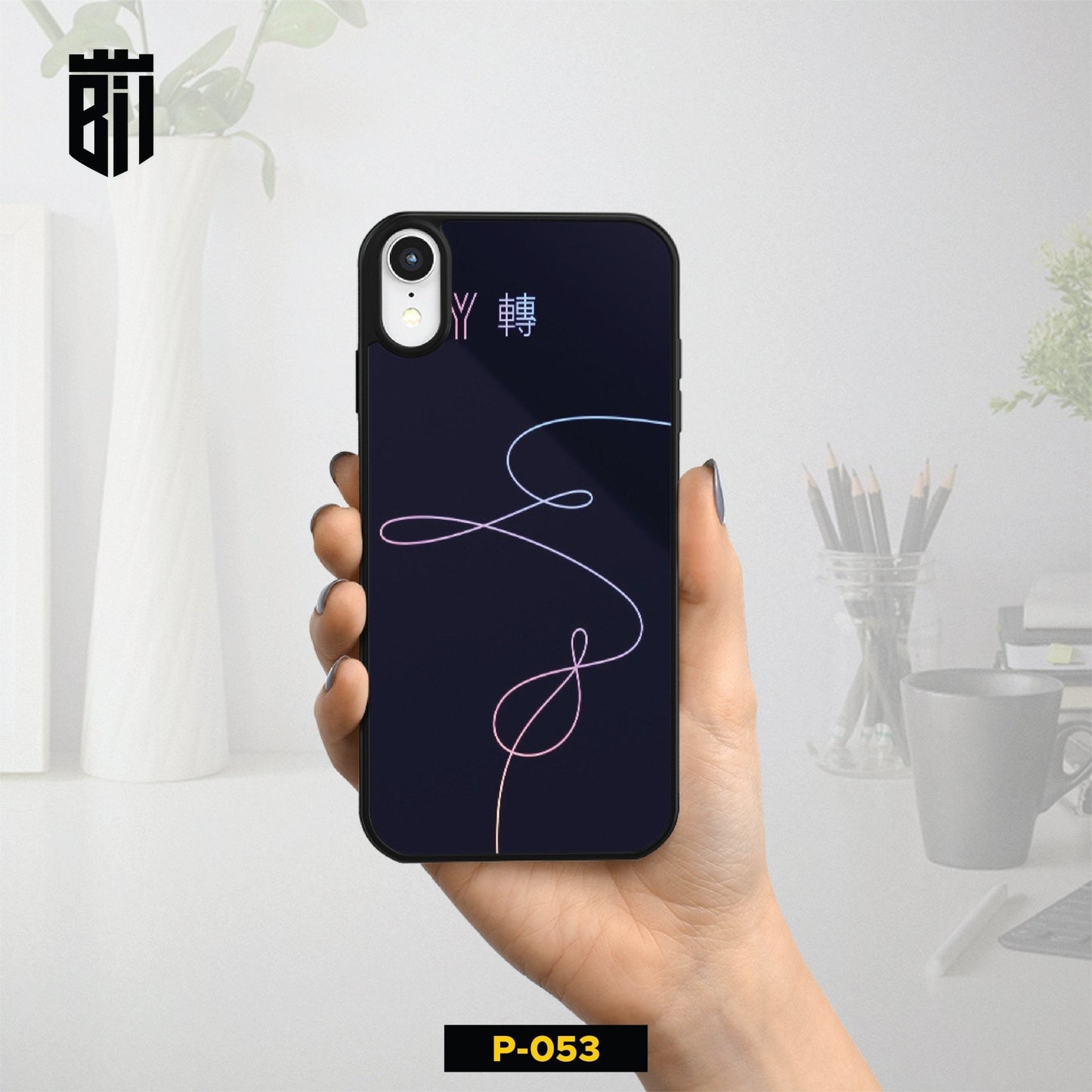P053 Black BTS Gloss Plate Mobile Case - BREACHIT