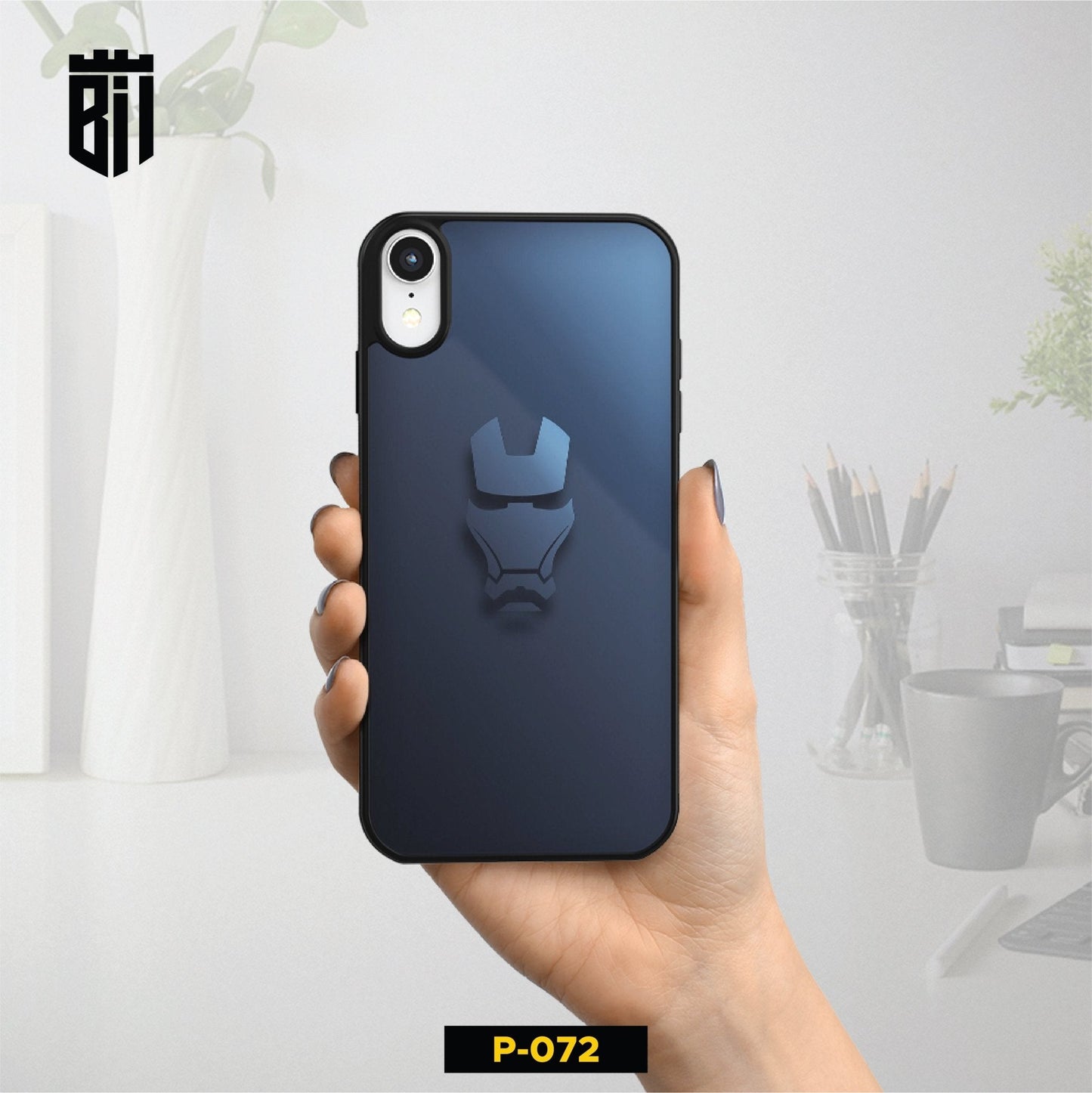P072 Blue Iron Man Gloss Plate Mobile Case - BREACHIT