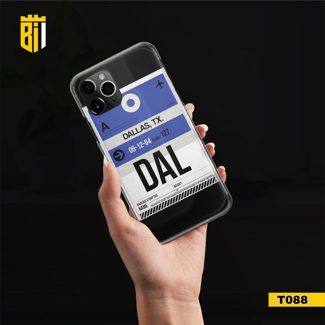 T088 Dallas Texas Boarding Pass Transparent Design Mobile Case - BREACHIT