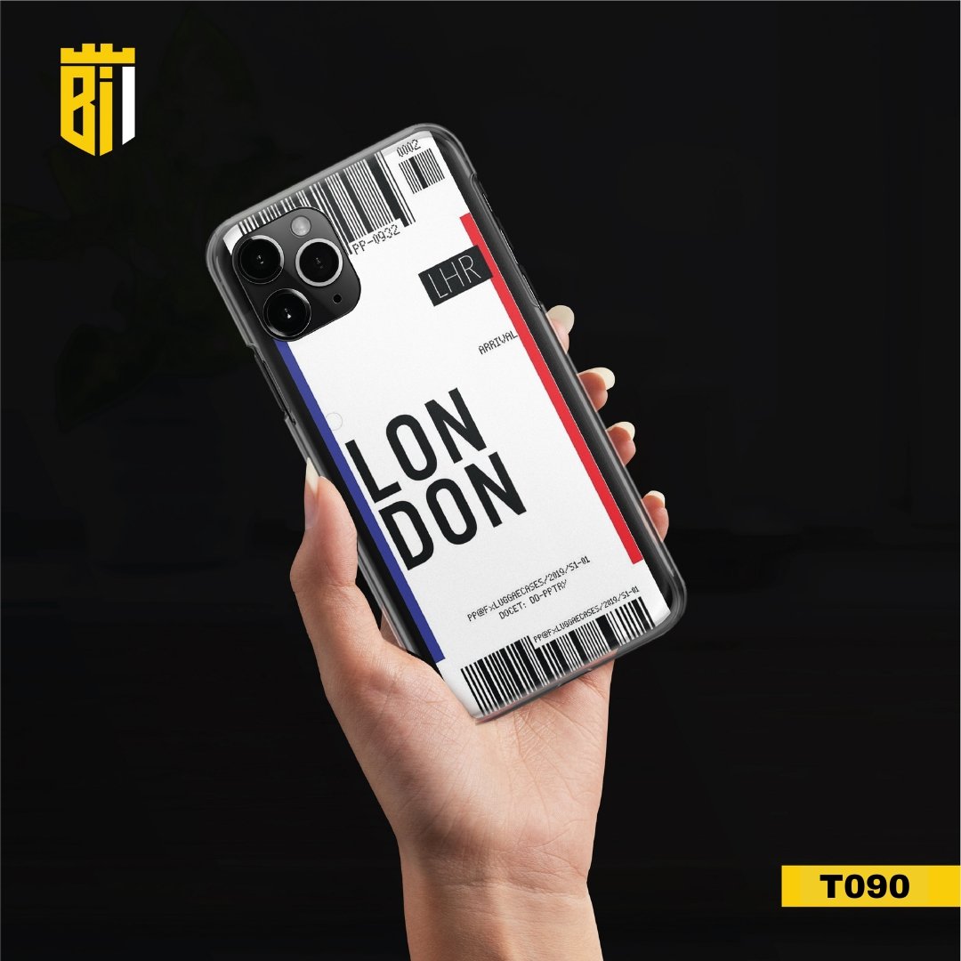 T090 London Boarding Pass Transparent Design Mobile Case - BREACHIT