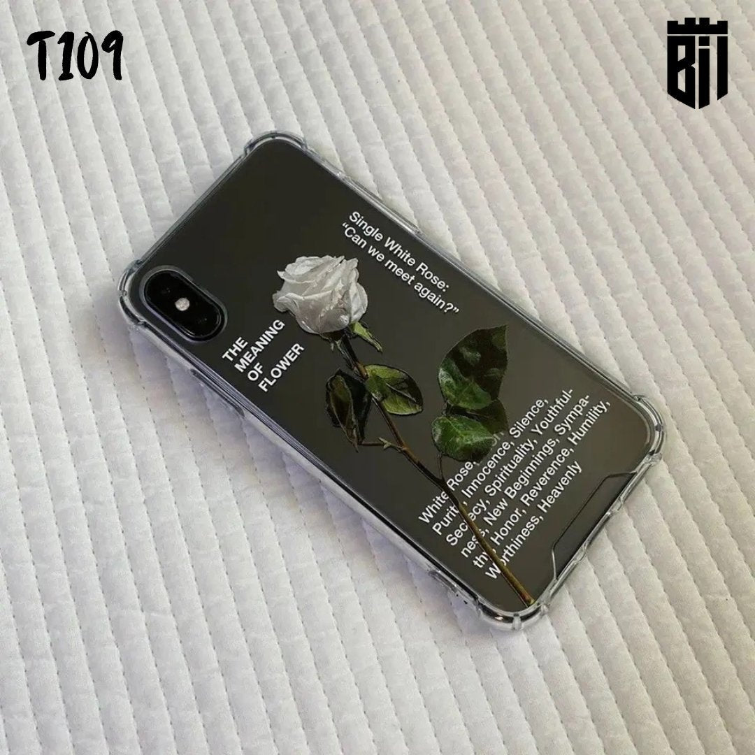 T109 White Rose Transparent Design Mobile Case - BREACHIT