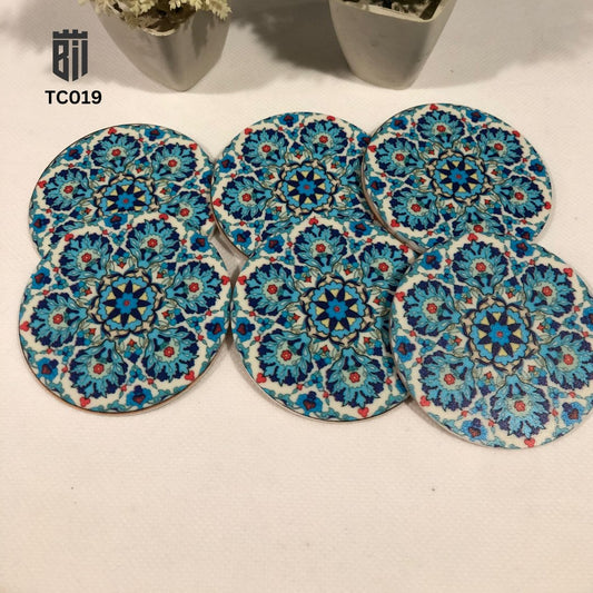 TC019-Azure Bloom Tea Coaster - BREACHIT