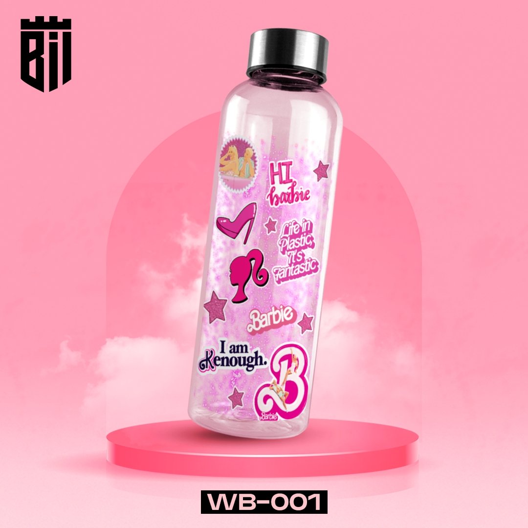 WB-001 - Barbie Printed Glass Water Bottle - BREACHIT