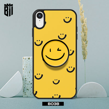 B038 Yellow Smiley Mobile Case with Popsocket