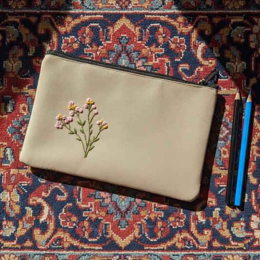 Blush Embroidered Meadow Pouch