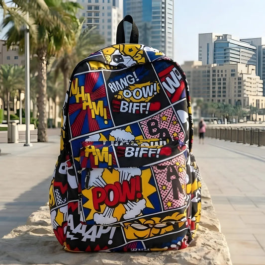 DB109 Comics Allover Printed Backpack