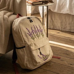 Lavender Bloom Embroidered Backpack