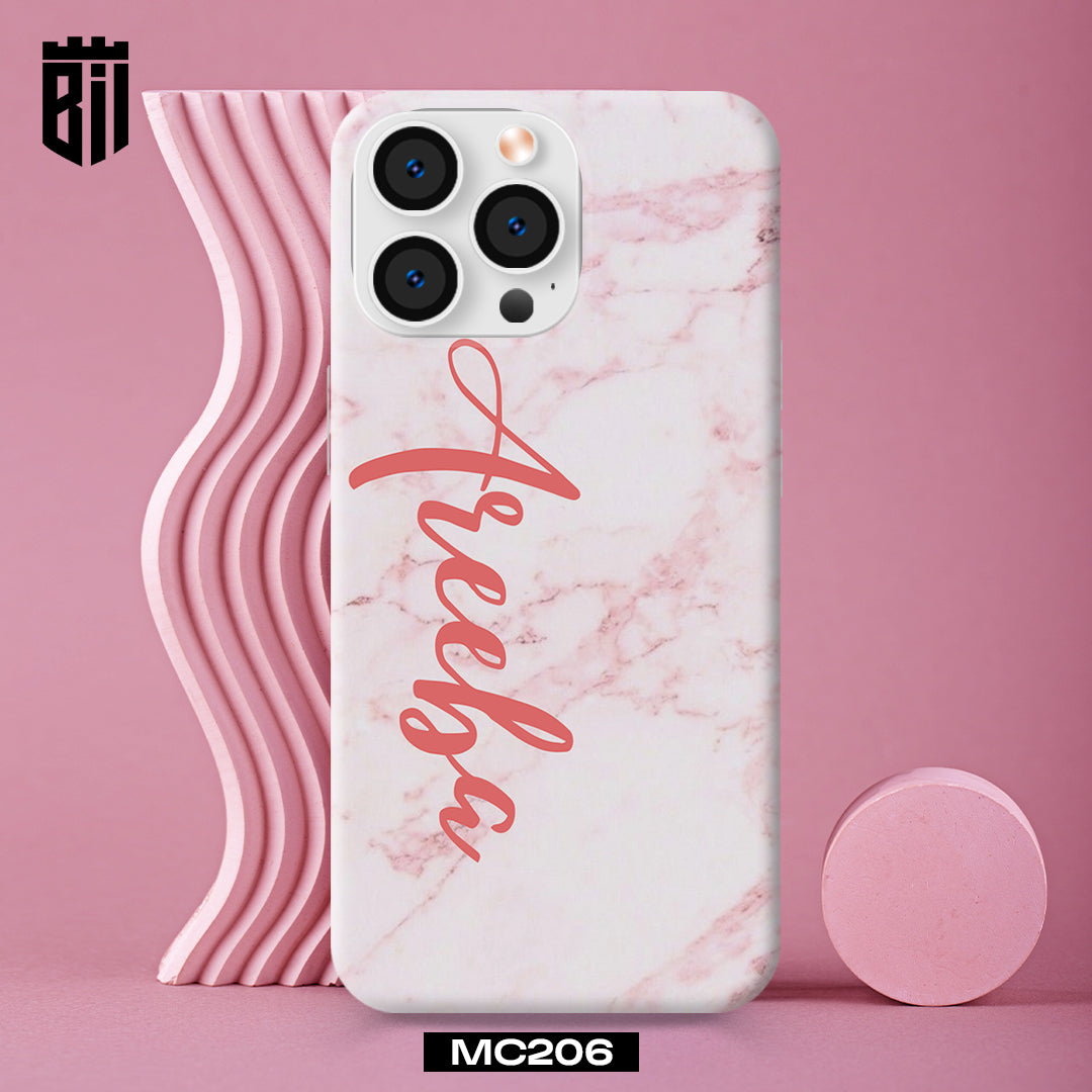 MC206 Pink Marble Name Design Mobile Case