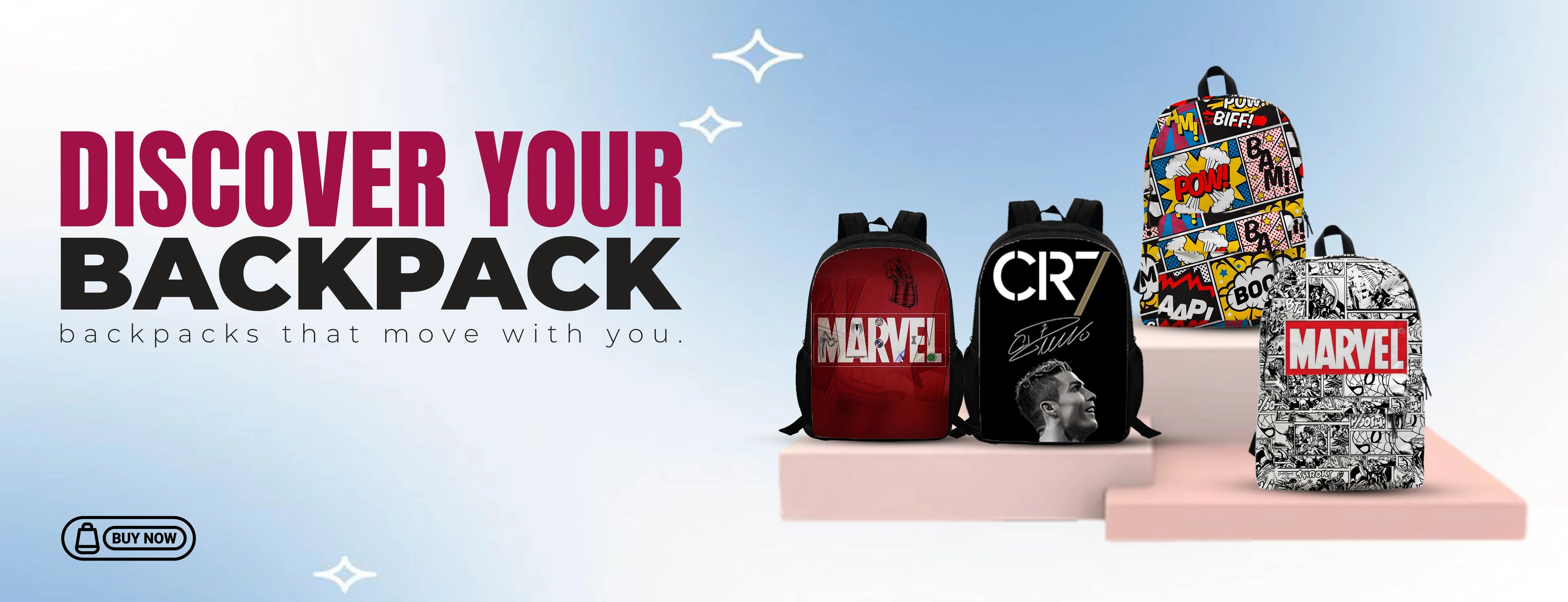 Collection of printed laptop college backpacks