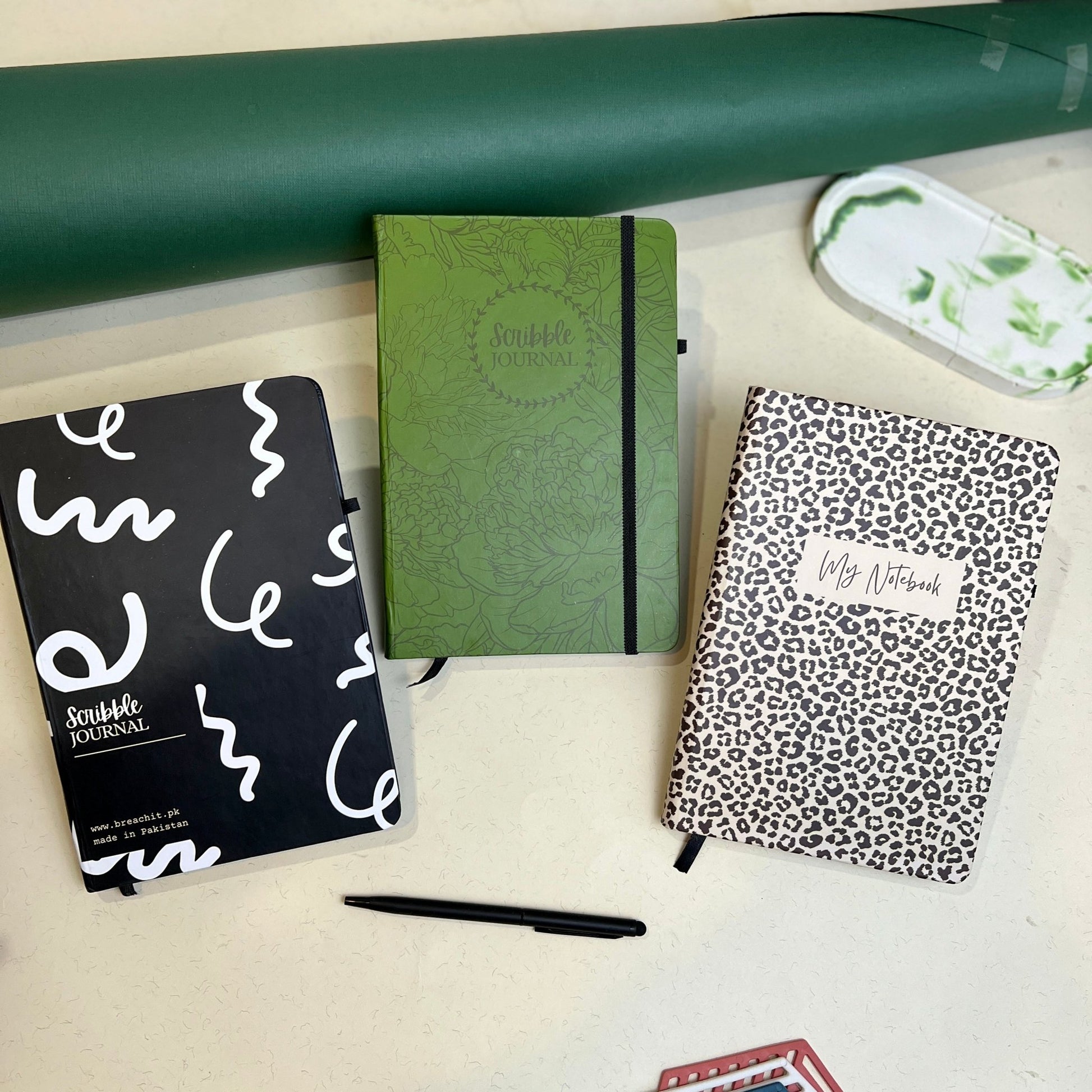 Black Green Leopard Scribble Journals - BREACHIT