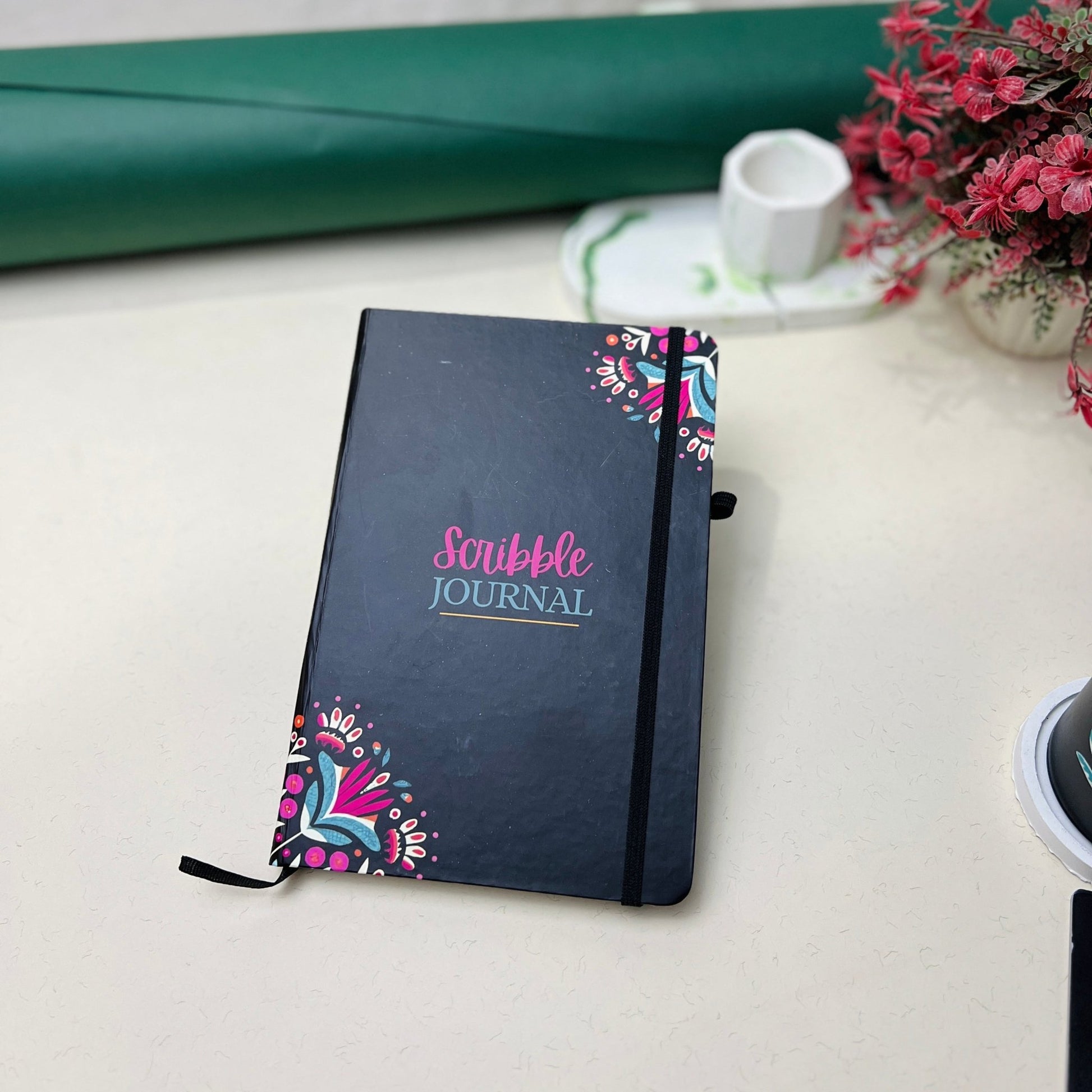 Black Petal Water Bottle Scribble Journal Tea Coaster - BREACHIT