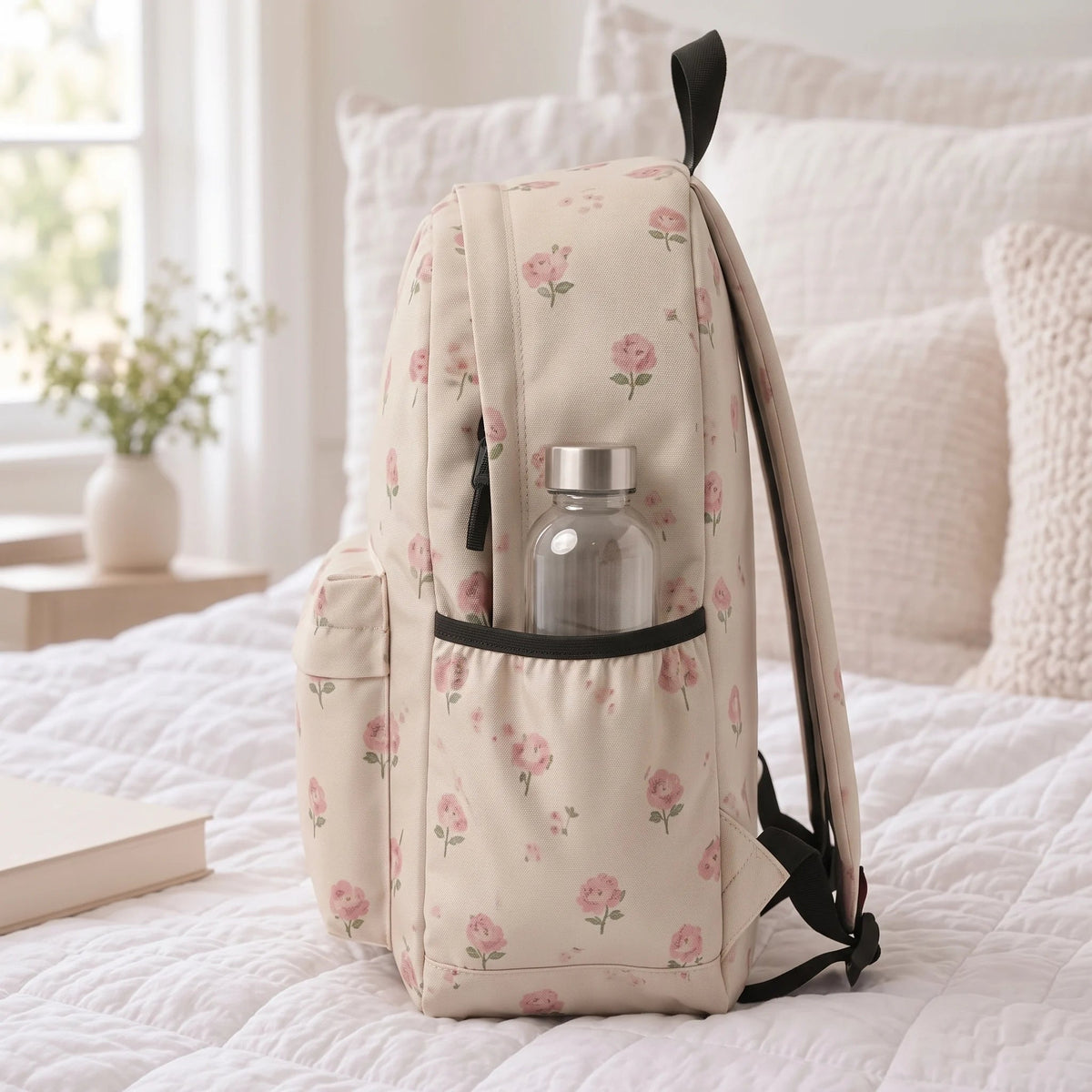 Blushing Buds Allover Printed Backpack - BREACHIT