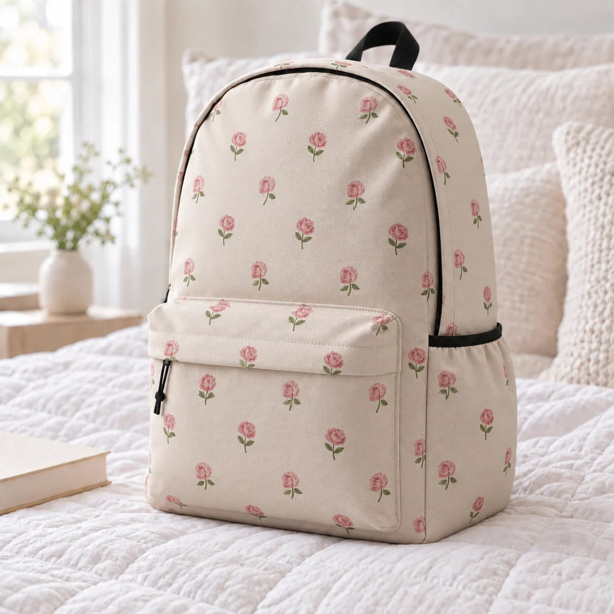 Blushing Buds Allover Printed Backpack - BREACHIT