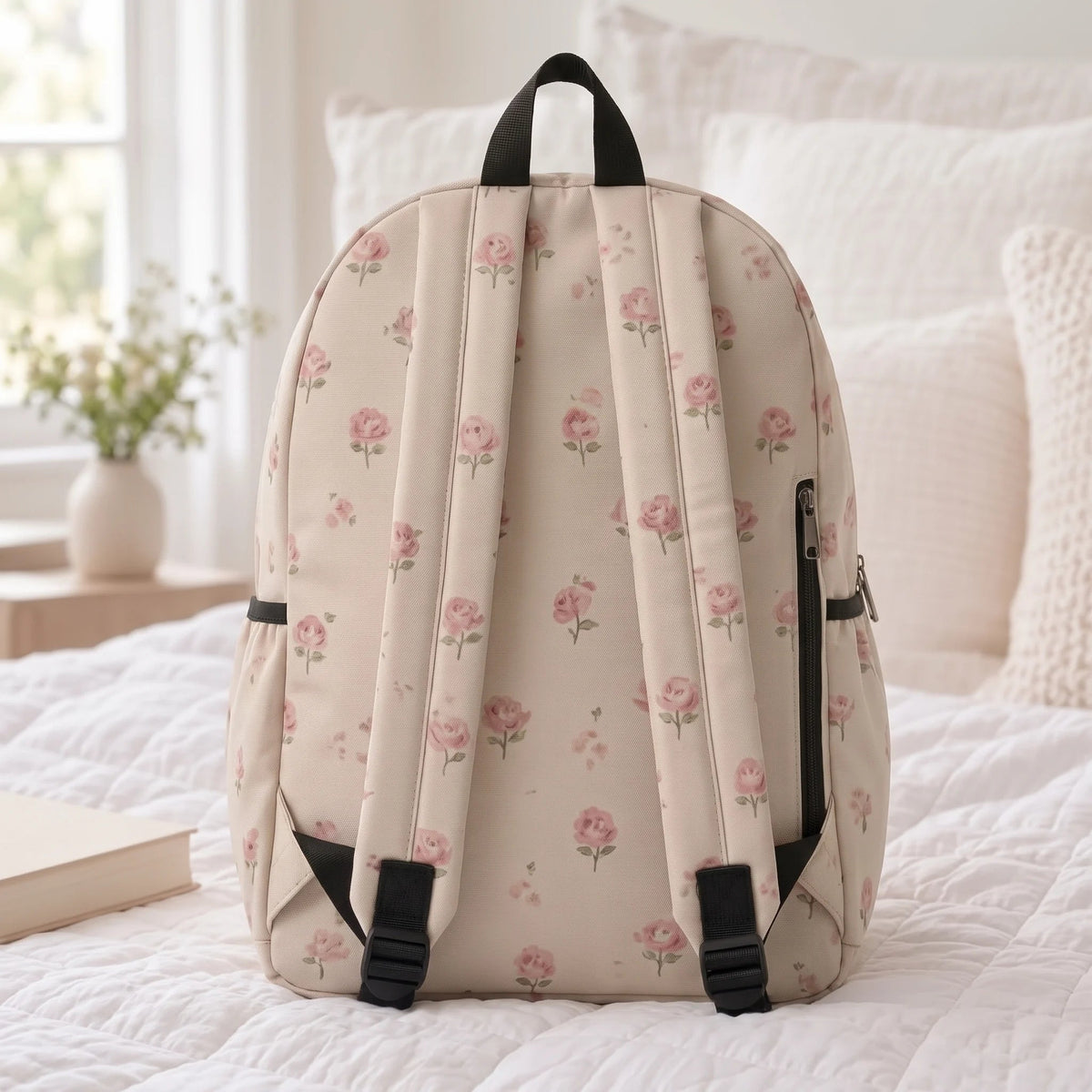 Blushing Buds Allover Printed Backpack - BREACHIT