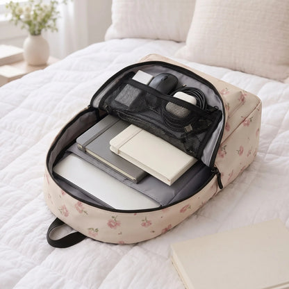 Blushing Buds Allover Printed Backpack - BREACHIT