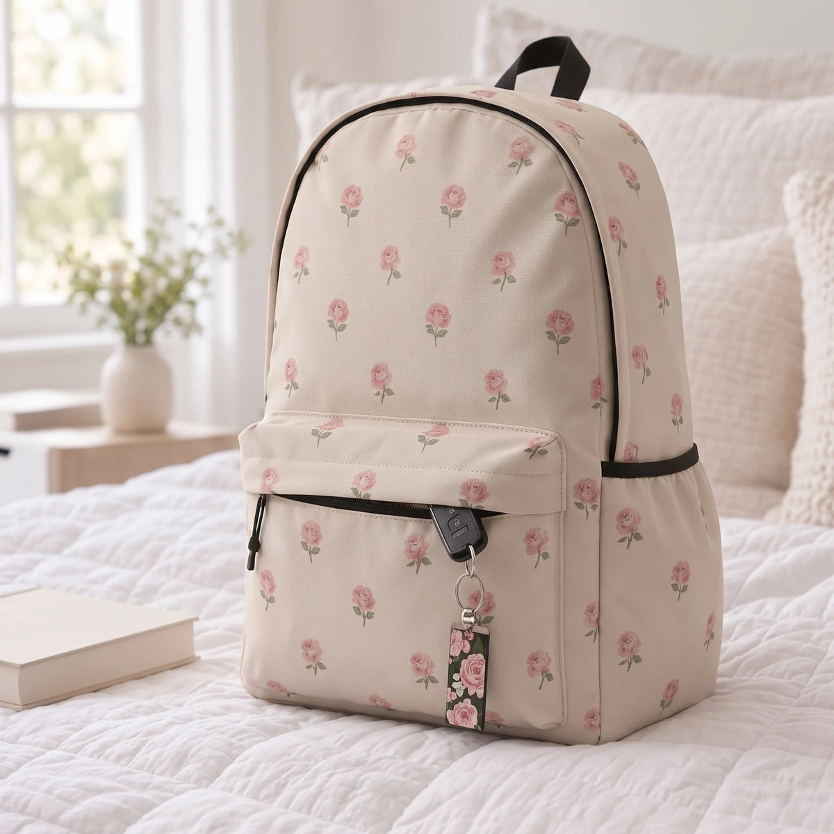 Blushing Buds Allover Printed Backpack - BREACHIT