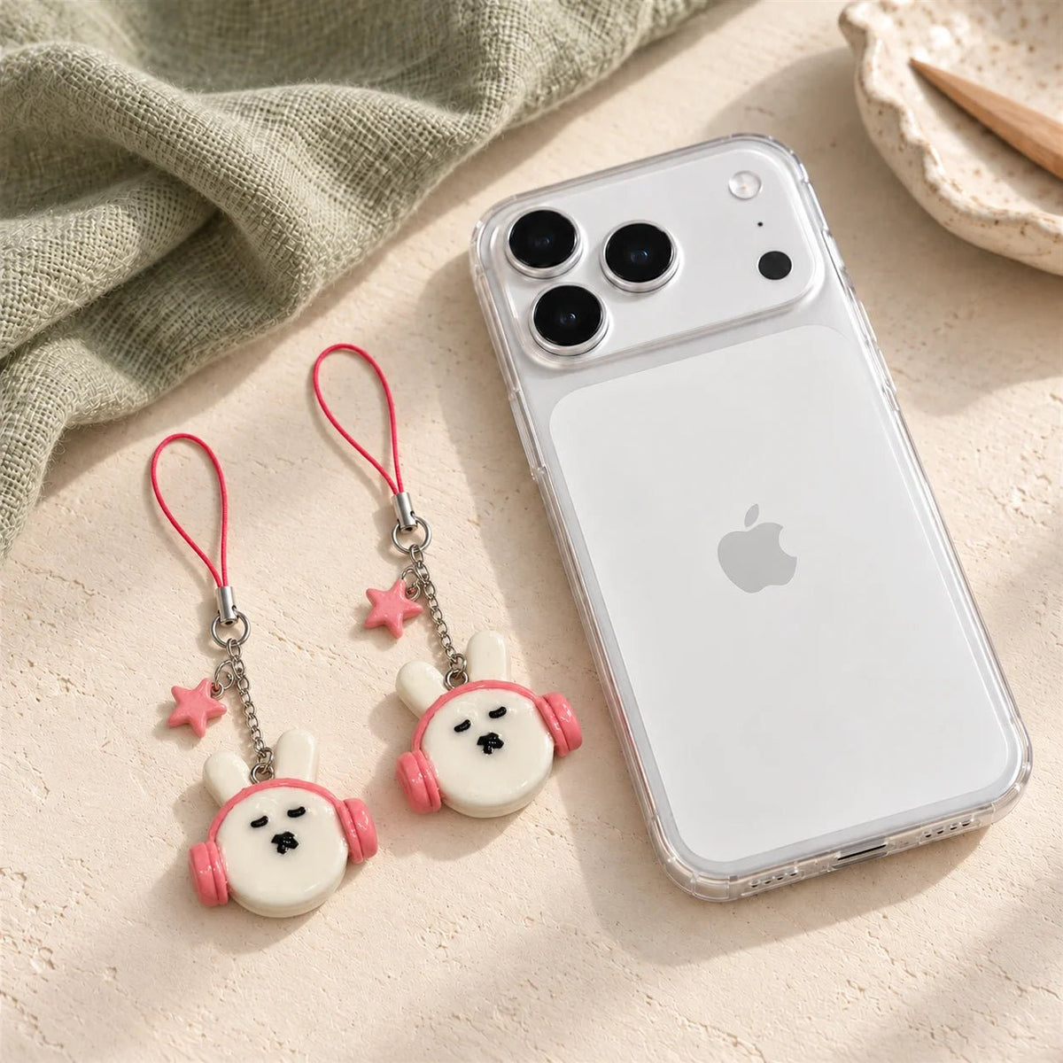 Bunny Beats - Handmade Clay Phone Charm - BREACHIT