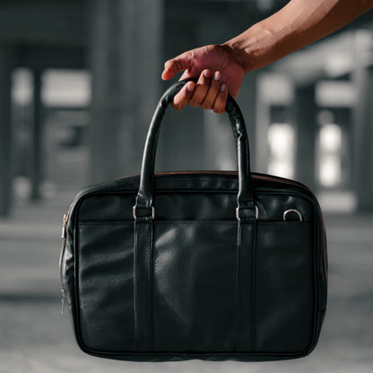 Classic Black Leatherite Laptop Sleeve Bag - BREACHIT