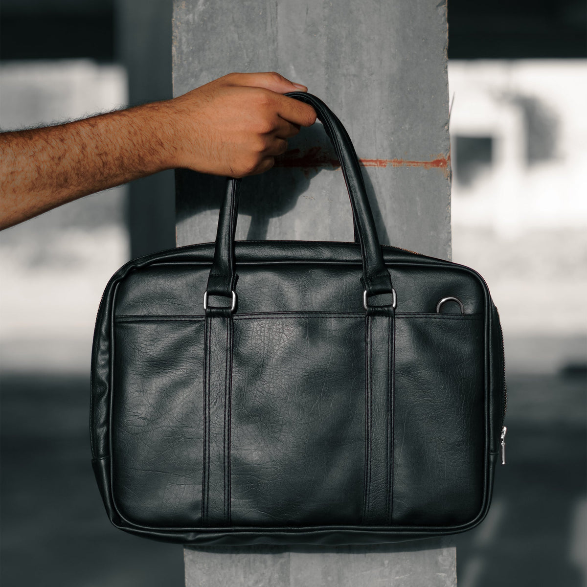 Classic Black Leatherite Laptop Sleeve Bag - BREACHIT