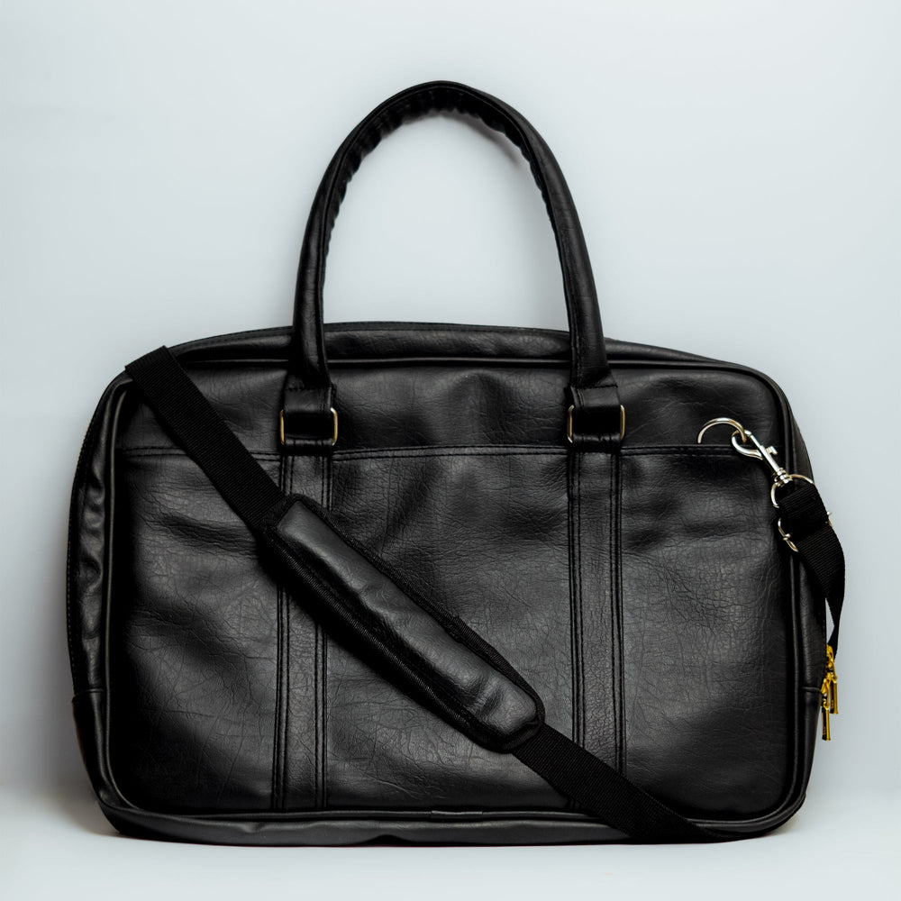 Classic Black Leatherite Laptop Sleeve Bag - BREACHIT