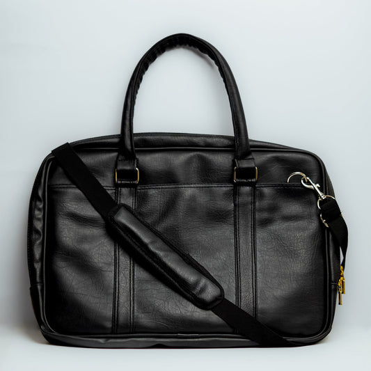 Classic Black Leatherite Laptop Sleeve Bag - BREACHIT