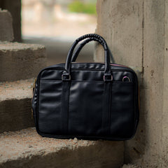 Classic Black Leatherite Laptop Sleeve Bag - BREACHIT