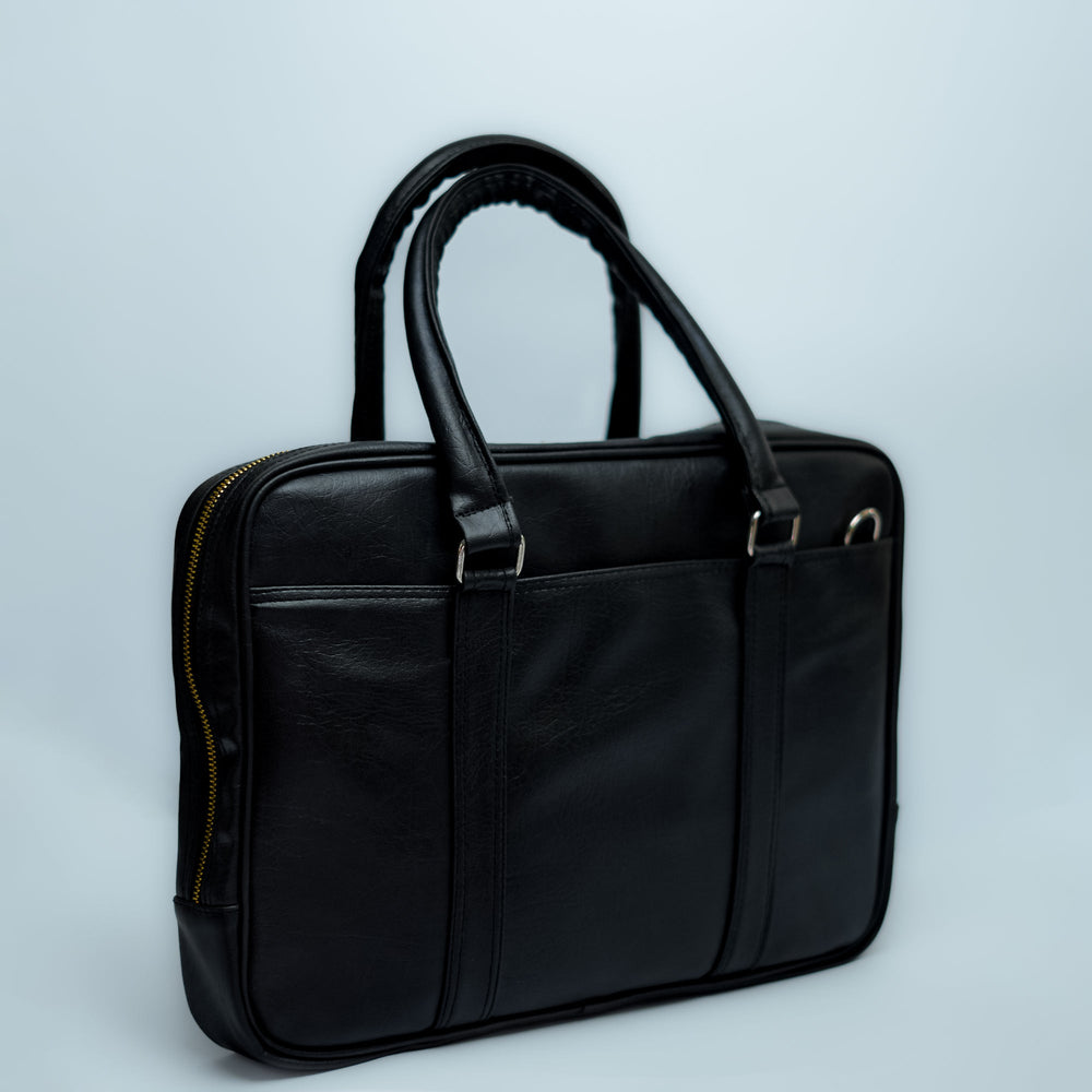 Classic Black Leatherite Laptop Sleeve Bag - BREACHIT