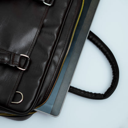 Classic Black Leatherite Laptop Sleeve Bag - BREACHIT