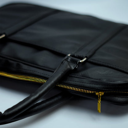Classic Black Leatherite Laptop Sleeve Bag - BREACHIT